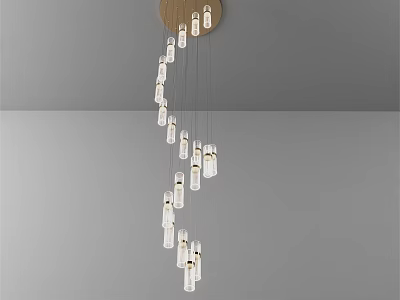 Modern Minimalist Chandelier With Multiple Transparent Tube Lights And Circular Ceiling Base 3d model