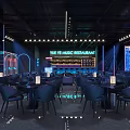 Modern KTV Interior Design With Neon Lights And Leather Seating