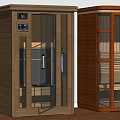 Modern Wooden Shower Sauna Interior Design With Glass Door And Comfortable Seats