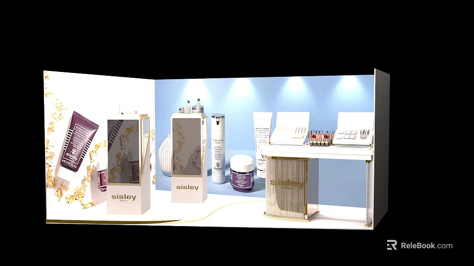 Skinbery Skincare Specialty Store With Elegant Display Shelves And Product Counter 3d model 