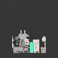 Cartoon Style Cozy Interior Scene With Stained Glass Windows Sofa Bookshelf Cabinets Plants And Appliances