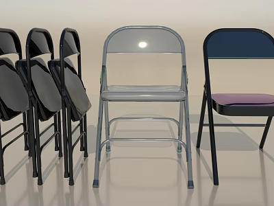 Modern Folding Chair Wrought Iron Stool Shrink Bench 3d model