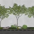 Modern Tree Landscape Tree Arbor Shrub Stone 3d model