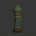 Vintage Green Mailbox With Gold Accents Dome Top And Dark Base