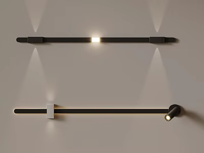 Modern Black Elongated Wall Sconces with Upward and Downward Light Projection on Light Colored Wall 3d model