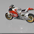 White Racing Motorcycle With Red GIVI CAVAX Graphics Gold Wheels And Streamlined Sport Design