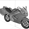 Silver Motorcycle with Sleek Design and Storage Cases on Black Background 3d model