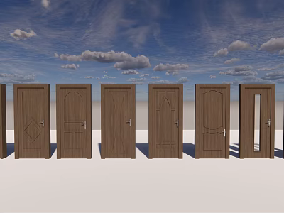 Modern swing door wooden door room door single door bedroom door 3d model