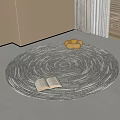 Gray Woven Round Rug With Open Book And Yellow Floral Cushion In Bright Room