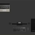 Modern Desktop Computer Setup With Monitor PC Case Green Fans Keyboard Mouse And Laptop