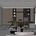 Modern Office Interior Design With Desk Shelves Ergonomic Chairs Green Plant And Windows
