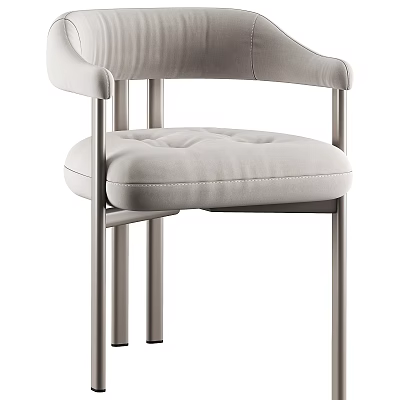 Modern Upholstered Accent Chair With Tufted Seat Padded Armrests And Metal Legs Design 3d model