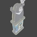 Gray Cartoon Character On Pedestal Holding Food Sign With Feed Design Elements