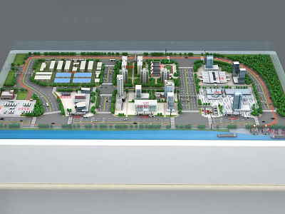 Urban Building Complex Featuring Modern High Rise Buildings Road Network Green Areas And Waterfront 3d model