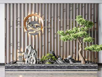 New Chinese landscape sketch Zen garden landscape sketch 3d model
