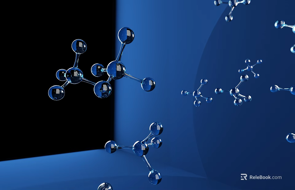Medical Devices 3D Molecular Structure Models Displayed on Blue Background 3d model 