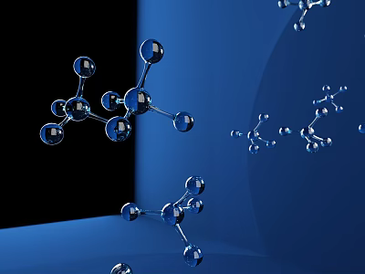 Medical Devices 3D Molecular Structure Models Displayed on Blue Background 3d model
