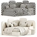 Soft Modern Kids Bed With Cozy Pillows And Safe Mattress For Children