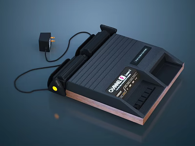 Quasar Vintage Entertainment System With Black Design Control Buttons And Power Plug 3d model