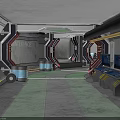 Futuristic Space Station Interior With Control Panels Walkway And Tech Equipment 3d model
