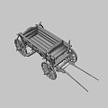 Old Wooden Horse-Drawn Wagon With Large Wheels And Wooden Seat On Grassy Ground