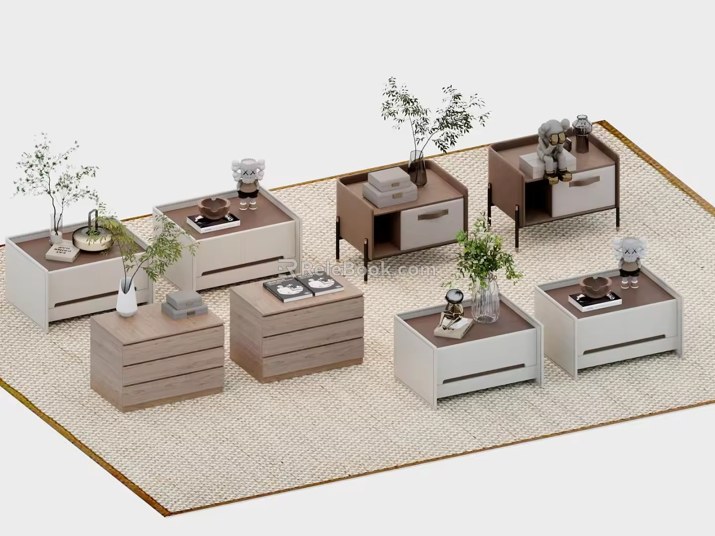 Modern bedside table combination 3d model