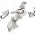 Modern Abstract Chandelier Design With Multiple Curved Components And Openwork Structure
