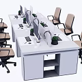 Modern Office Desk Setup With Ergonomic Chairs Computer Monitors And Drawers 3d model