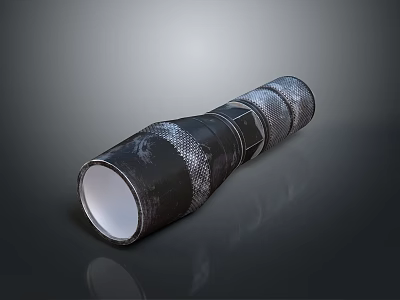 Black Textured Handheld Flashlight With Grip Design For Daily Household Lighting 3d model