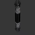 Futuristic Spiked Double Ended Weapon with Metallic Silver Rings Black Body and Red Lights