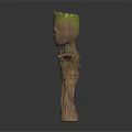 Standing Tree Character With Wooden Body And Green Moss Head Arms Outstretched
