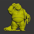 Blue Cartoon Crocodile Character Wearing Striped Vest Yellow Hat And Orange Tie Holding Item