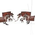 Game Movie Character Two Fierce Dragon Like Creatures Confronting With Spiked Backs And Long Tongues