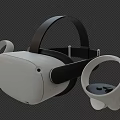 White And Black VR Headset With Ergonomic Controllers For Virtual Reality Use 3d model