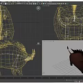 Brown Cartoon Warthog With Spiky Mane Red Eyes And White Tusks