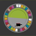 Circular Computer Interactive Device With Colorful Sections Green Center And Display Interface 3d model