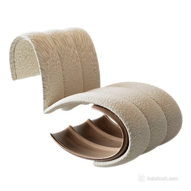 Unique Modern Abstract Shape Sofa With Curved Design And Textured Fabric 3d model 