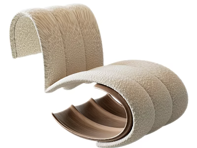 Unique Modern Abstract Shape Sofa With Curved Design And Textured Fabric 3d model