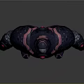 Muscular Character Armor Design With Dark Pink Accents And Glowing Red Orbs