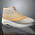 Modern High Top Shoes With Layered Beige And Light Brown Design And White Sole