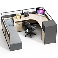 Lunch Break Station with Bed Card Slot Office with Table and Chair Bed Combination Multifunctional Desk Screen Card Slot 3d model