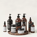 Modern Daily Cleaning Essentials With Amber Glass Bottles Jars And Pump Sprayers
