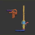 Game Movie Character Mechanical Legs Gear Featuring Vibrant Colors Green Blue Feet Orange Purple Components