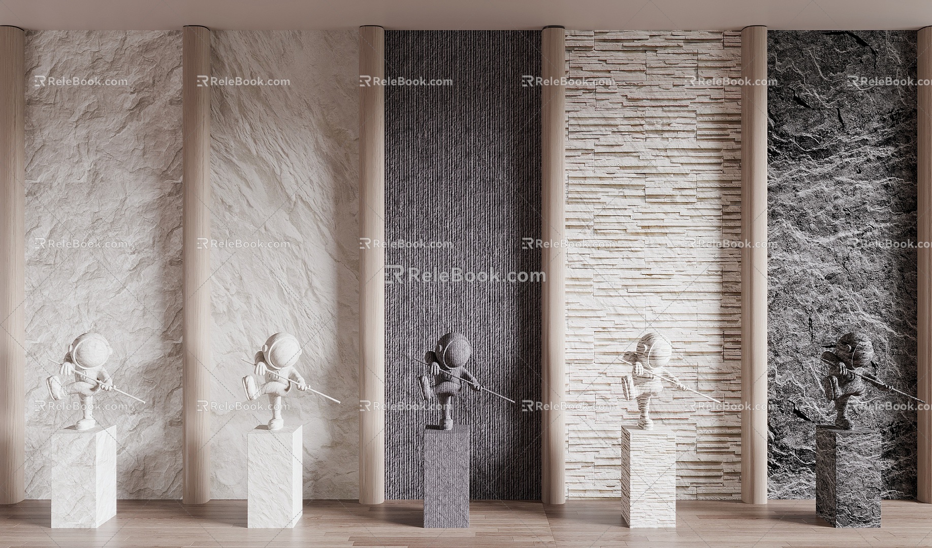 Modern background wall Stone background wall 3d model