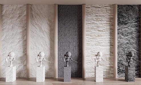 Modern background wall Stone background wall 3d model