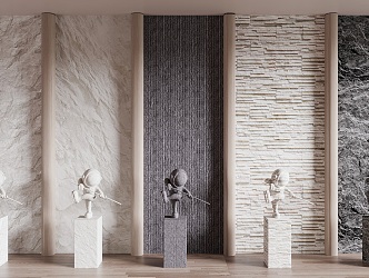 Modern background wall Stone background wall 3d model