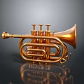 Golden Brass Trumpet with Shiny Finish and Valves on Reflective Surface for Daily Use
