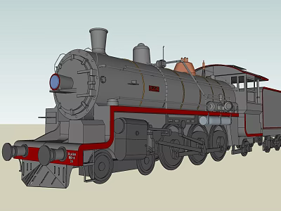 Vintage Steam Train with Red Accents and Detailed 3D Model Design 3d model
