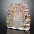 Ancient Ruined Stone Wall Structure With Central Opening And Weathered Bricks 3d model