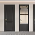 Black Hinged Doors With Various Designs And Glass Panels For Modern Home Interior